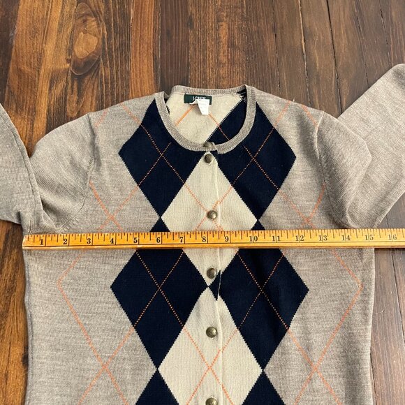 Vintage J Crew Argyle Merino Wool Cardigan Sweater Women's - XS - Picture 5 of 8